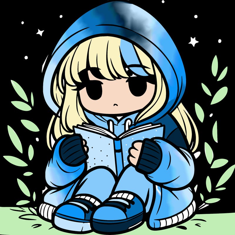 girl in oversized hoodie reading a book