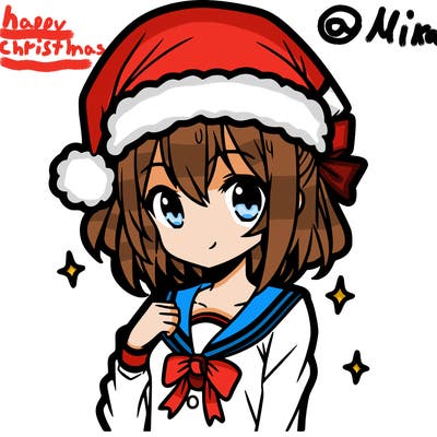 anime girl wearing a santa hat