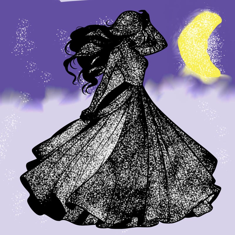 realistic woman with dress flowing in the wind