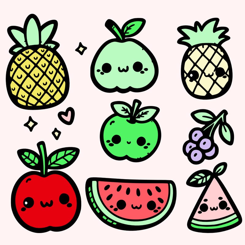 cute cartoon fruits