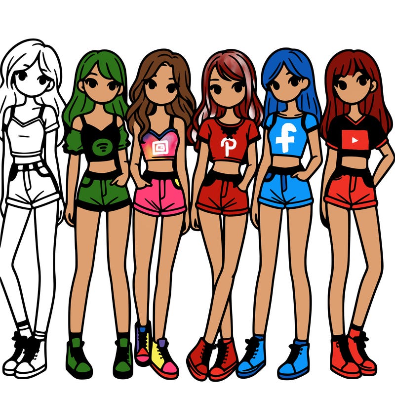 a group of girls wearing crop tops and shorts