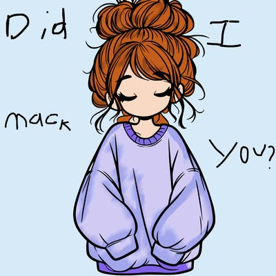 girl with baggy sweatshirt and messy bun