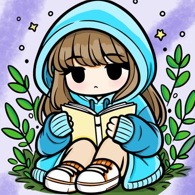 girl in oversized hoodie reading a book