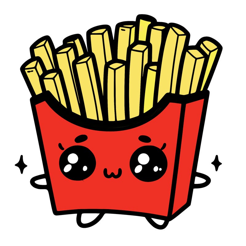 a cute. french fries