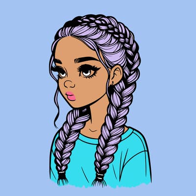 realistic girl with braids