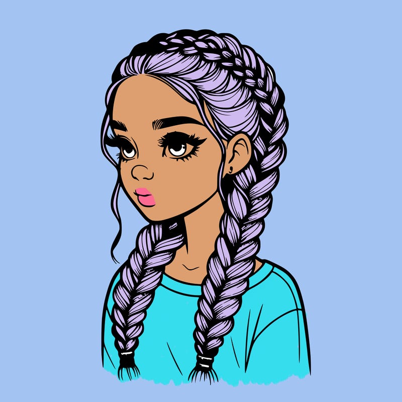 realistic girl with braids