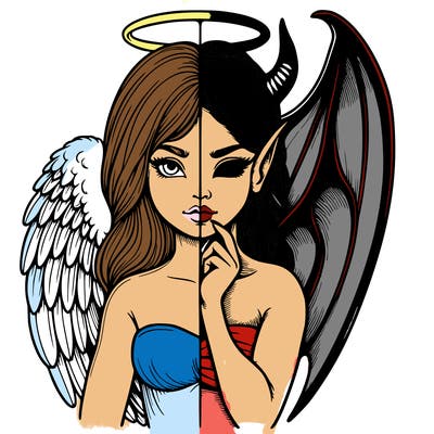 realistic angel half demon