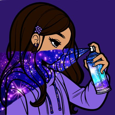 a realistic girl spray painting