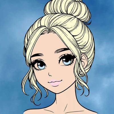 realistic pretty girl with hair in bun