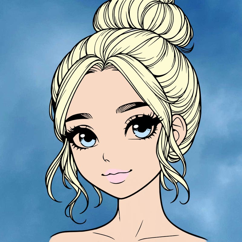 realistic pretty girl with hair in bun