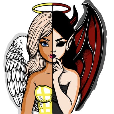 realistic angel half demon