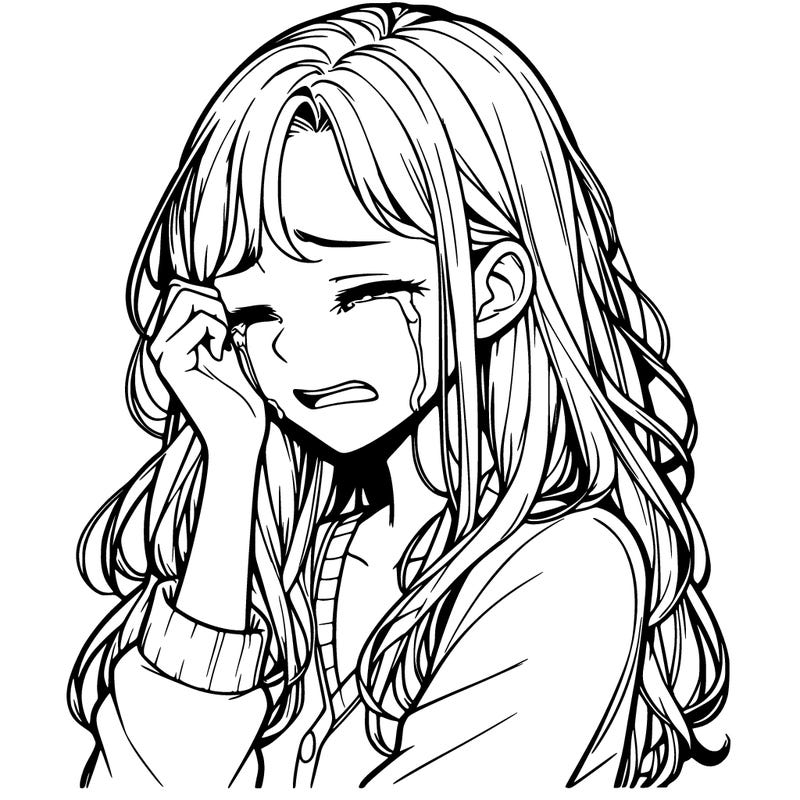 a realistic girl crying