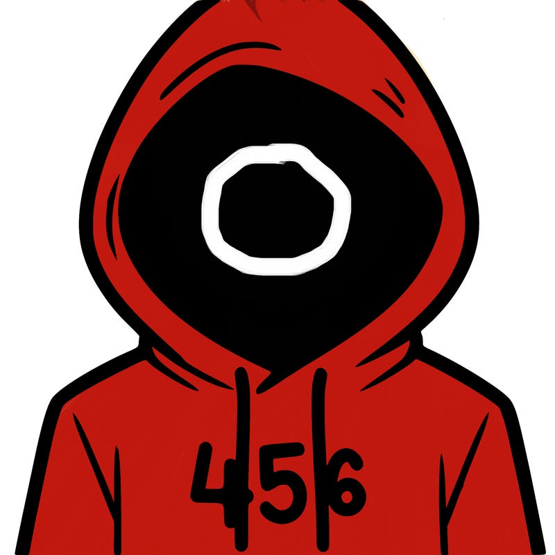 a person with non face waering a hoodie with a 456 symbol