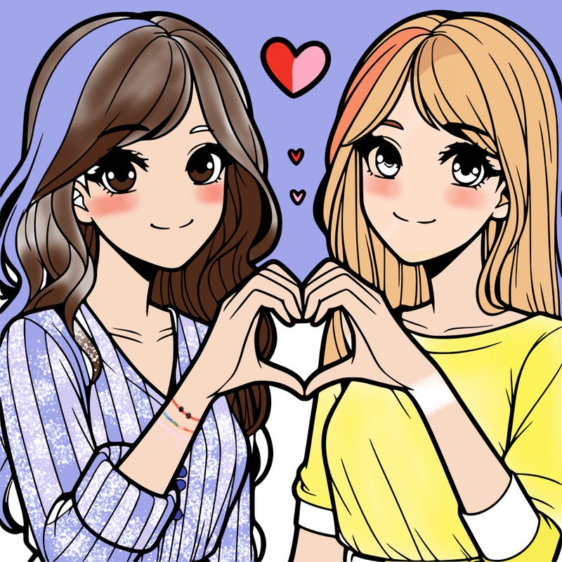 two pretty girls that are making a heart out of there hands and they look 15 years old