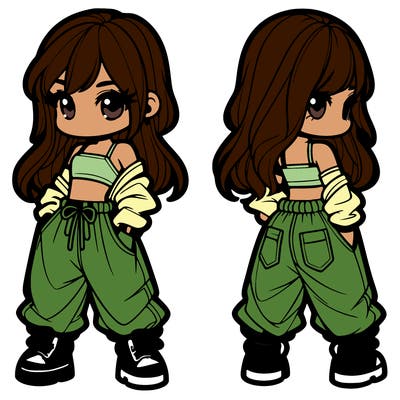 girl in crop top and baggy pants