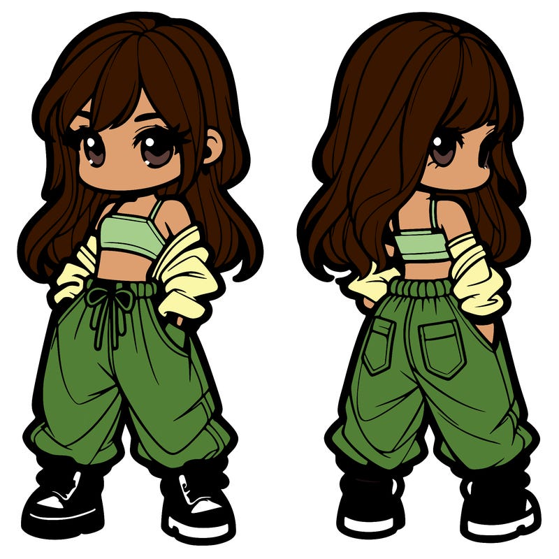 girl in crop top and baggy pants