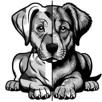 realistic dog split picture