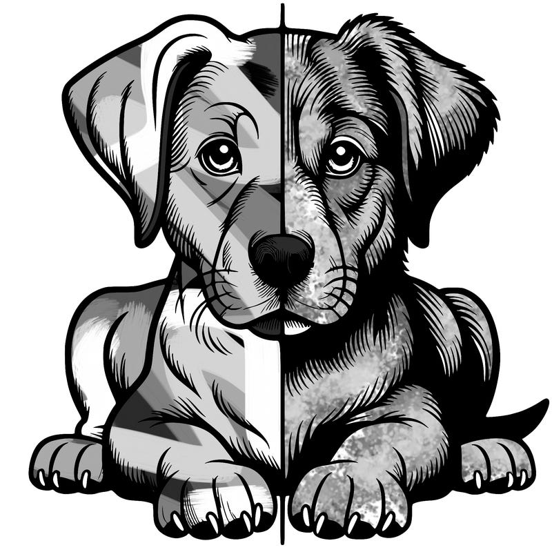 realistic dog split picture