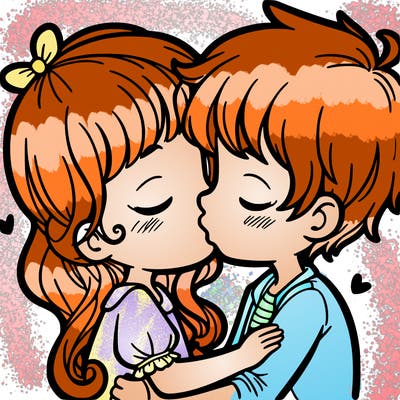 boy and girl kissing