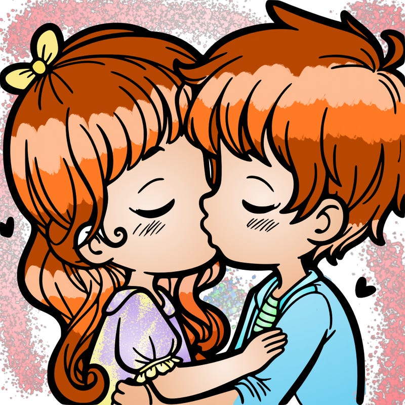boy and girl kissing