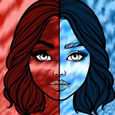 realistic girl split half