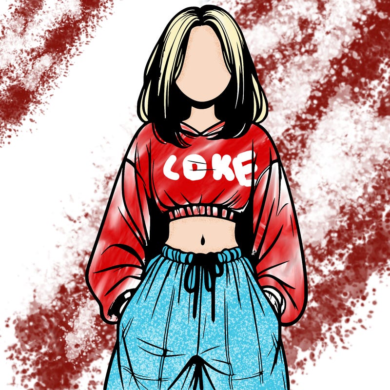 realistic girl faceless with baggy pants and a crop top