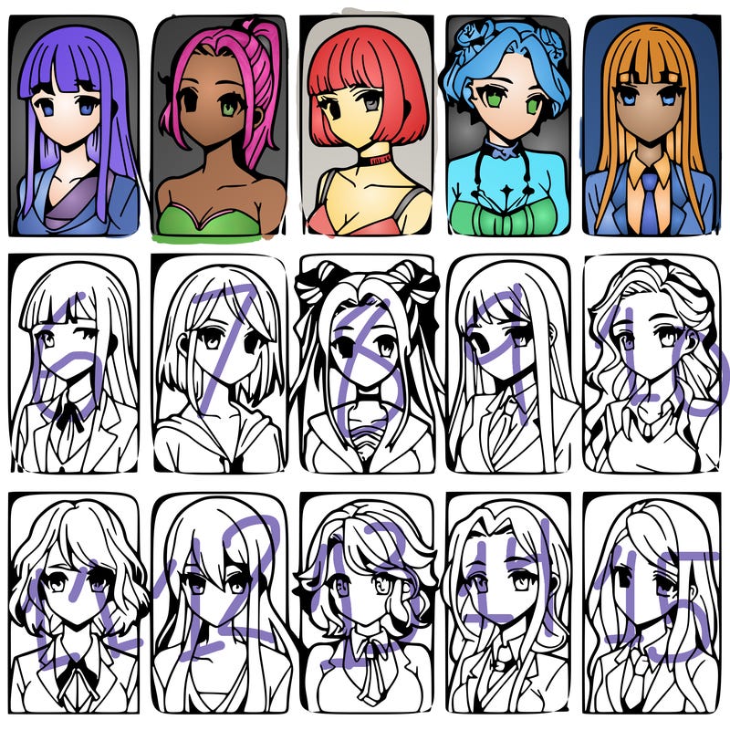 girls that look diffrent anime