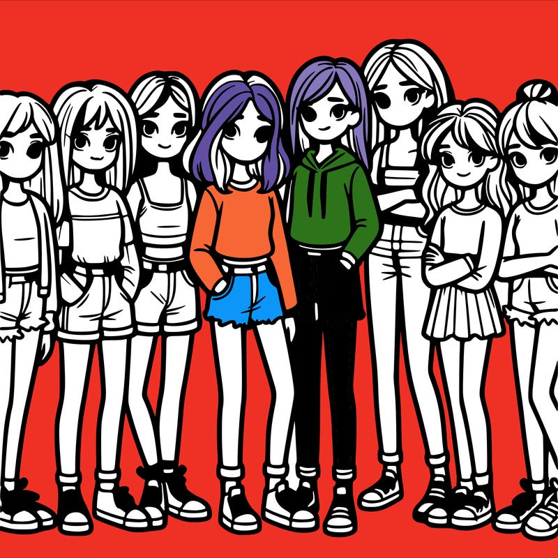 a group of 8 teenage girls standing next to each other