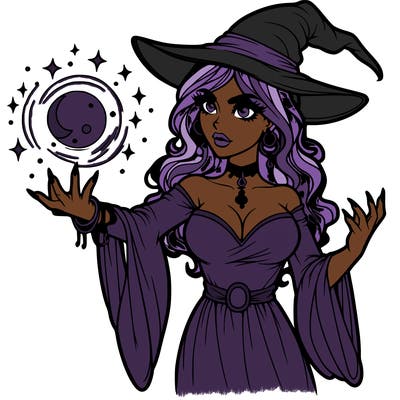 realistic scary beautiful sorceress casting spell