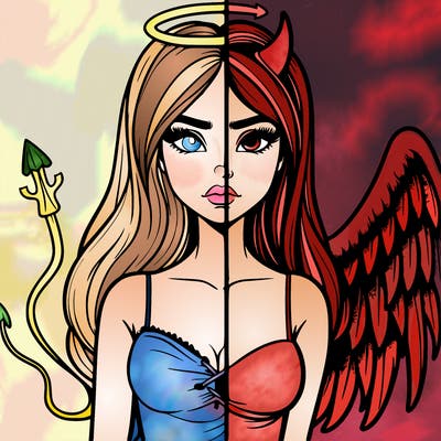 devil vs angel realistic girl