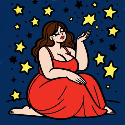 plus size woman looking at stars