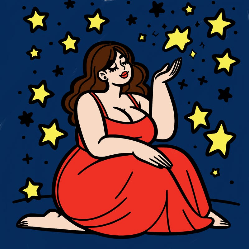 plus size woman looking at stars
