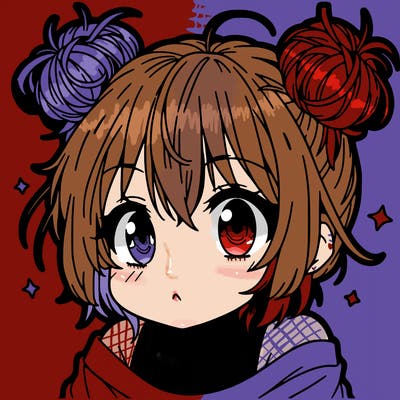 a manga girl with messy small buns