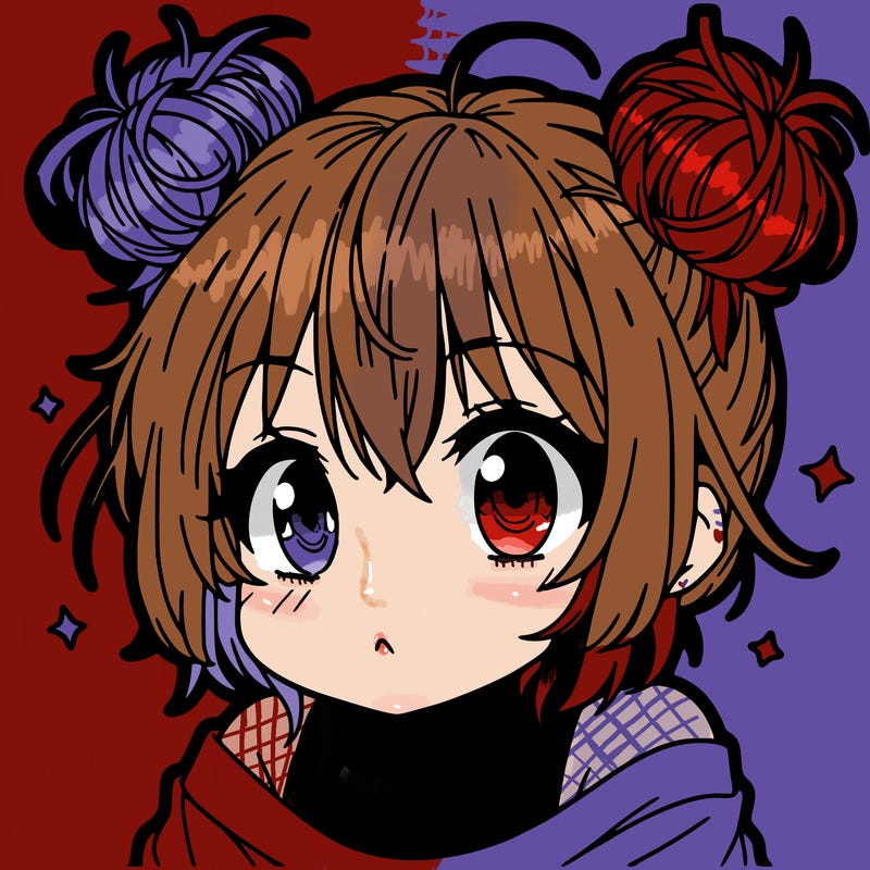 a manga girl with messy small buns