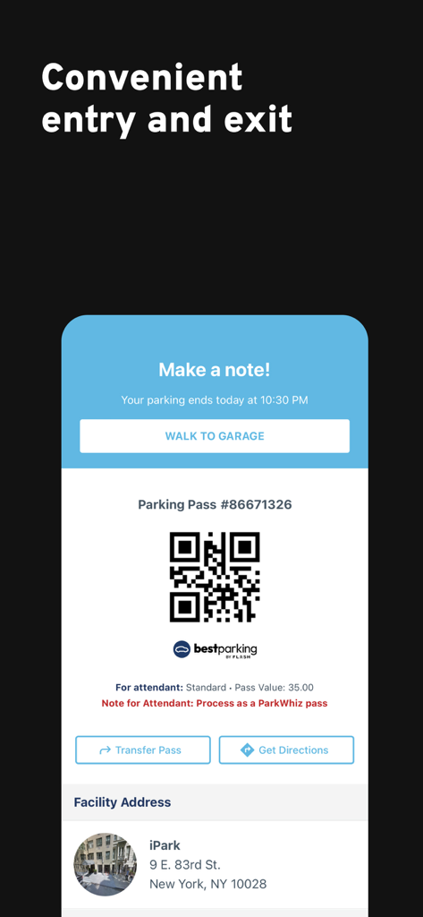 BestParking: Get Parking Deals - Digital parking pass with QR code on the BestParking app for convenient entry and exit