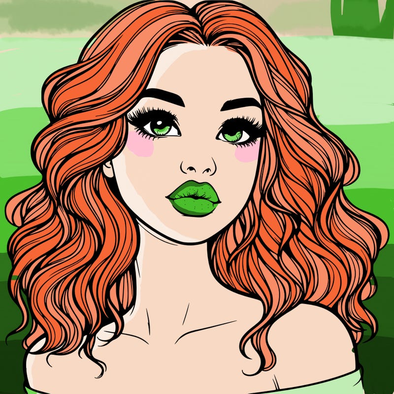 realistic girl with wavy hair and lips