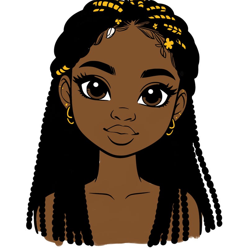 a realistic black girl with braids