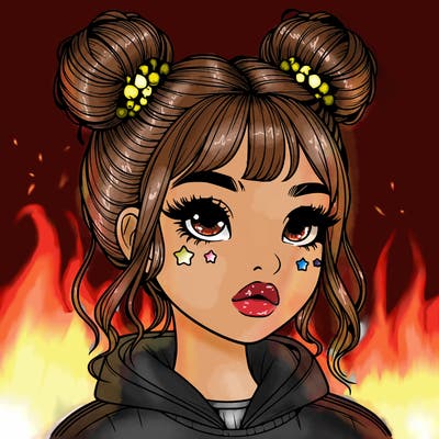 realistic girl with space buns