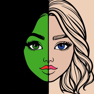 realistic girl split half