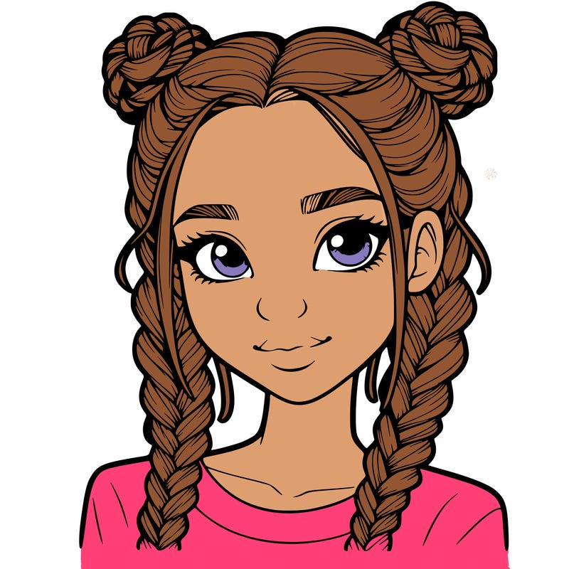 realistic girl with braids