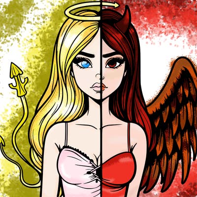 devil vs angel realistic girl