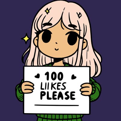 a girl holding up a sign saying 100 likes please