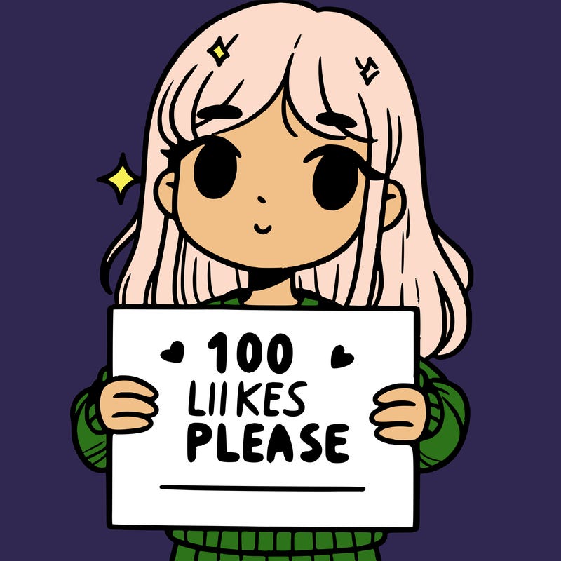 a girl holding up a sign saying 100 likes please
