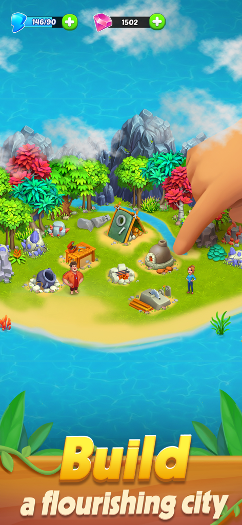 Horizon Island: Farm Adventure - Karl y Lara construyendo estructuras en una isla tropical en Horizon Island Farm Adventure