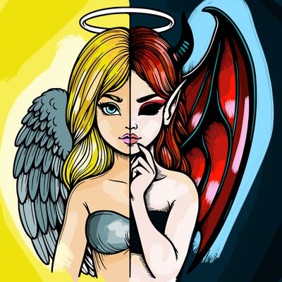 realistic angel half demon