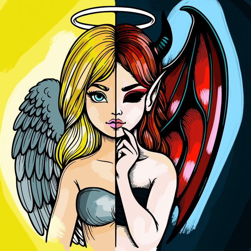 realistic angel half demon