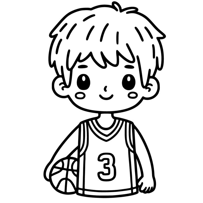a boy with  a basketball jersey