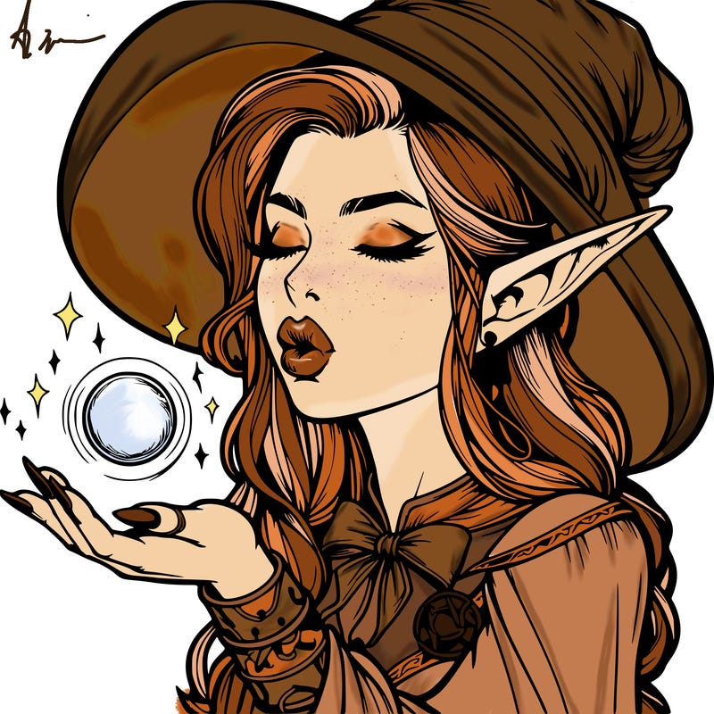 realistic elf casting a spell with lips