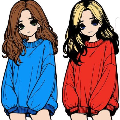 realistic girl with baggy sweater