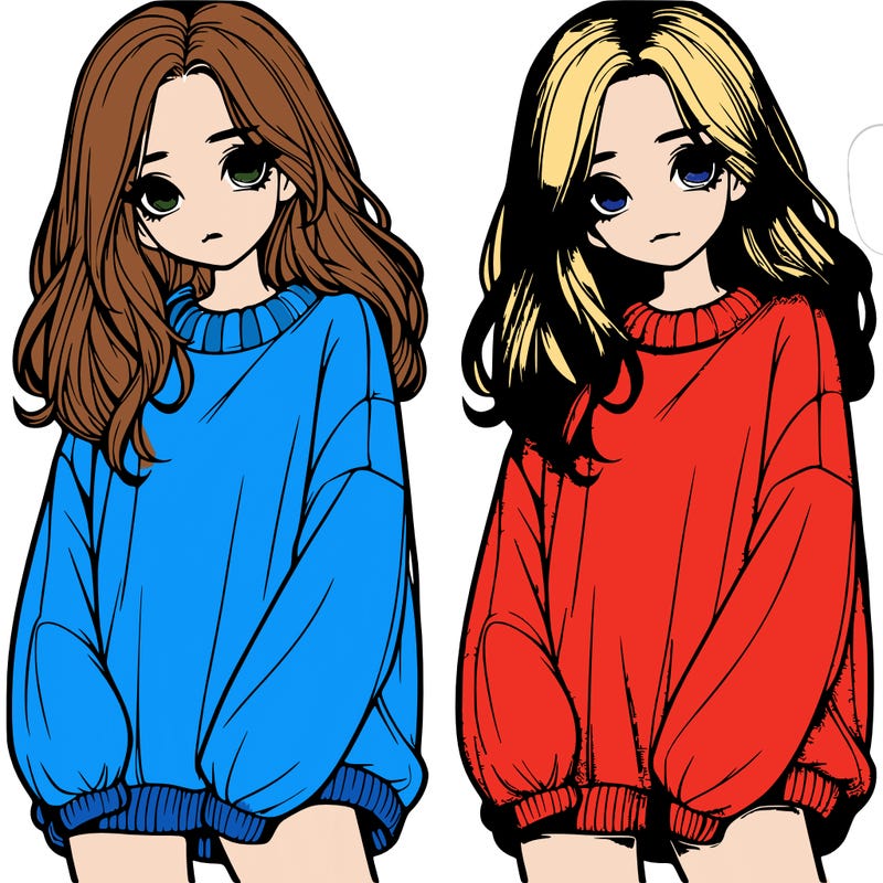 realistic girl with baggy sweater